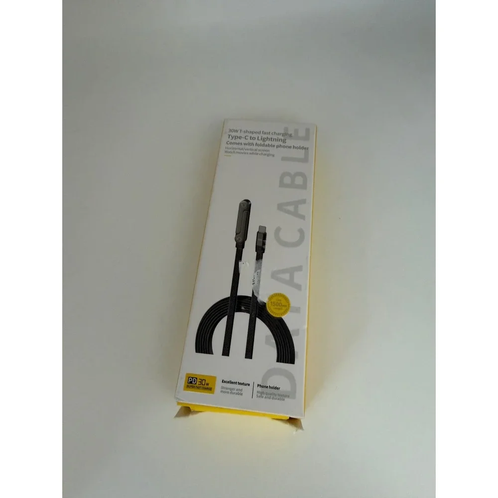 30W T-shaped Fast Charging‎ Type-C to Lightning Cable with Foldable Phone Holder
